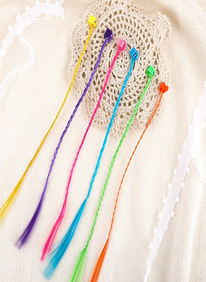 Styquenzer عبوة من 30 وصلة شعر للأطفال، وصلات شعر ملونة بمشابك، إكسسوارات شعر ملونة للبنات، مشابك ضفائر نايلون بألوان قوس قزح للنساء والفتيات، إكسسوارات ذيل حصان للحفلات التنكرية - Image 2